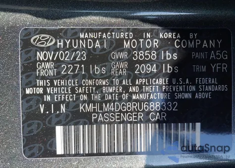 2024 Hyundai Elantra Sel from USA, damaged, VIN KMHLM4DG8RU688332